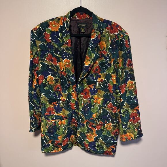 Vintage Express Compagnie Internationale Silk Blazer Jacket Floral Size M Blazer - Picture 1 of 5